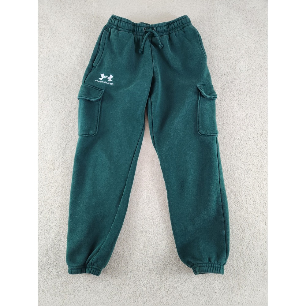 Boys Youth Green Under Armour Cargo Sweatpants Joggers Size YMD